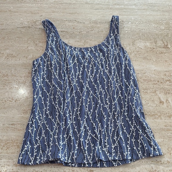 Alex Evenings formal tank top blue / black/ white glitter pretty (size large) - Picture 1 of 4